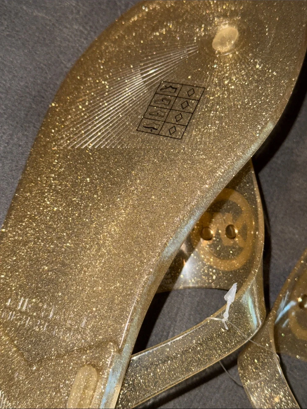 Michael Kors Gold Glitter Jelly Logo Thong Sandals